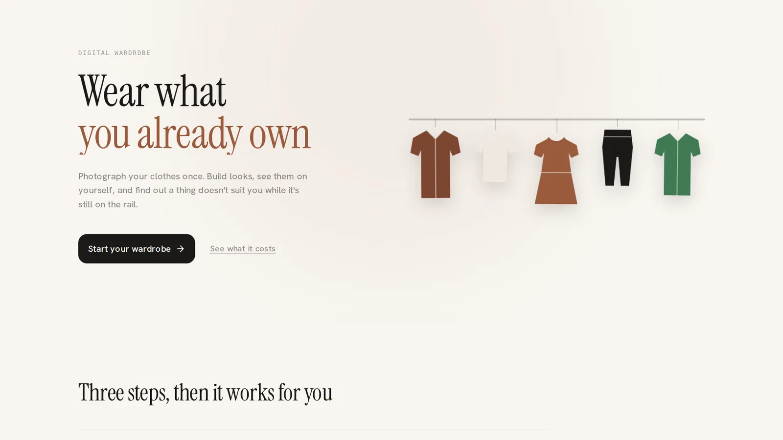 The Digital Wardrobe landing page