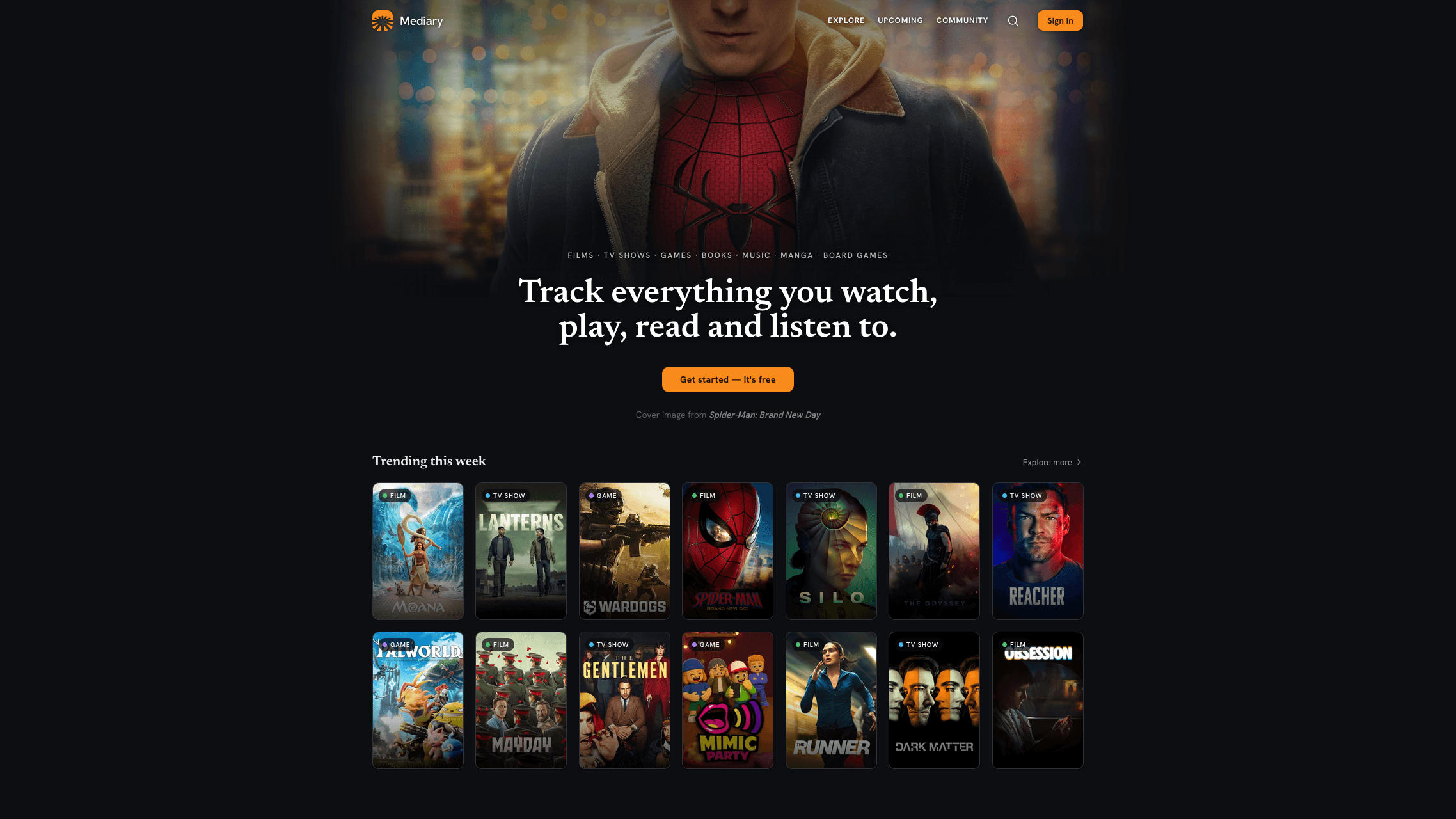 Mediary home page